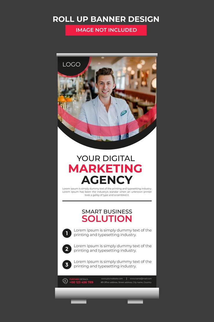 Vector digital marketing agency roll up, standee, or pull up banner design template