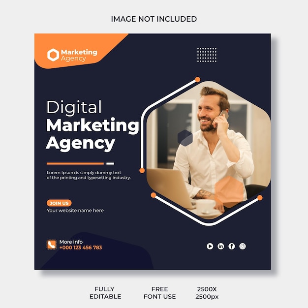 Digital marketing agency social media banner and instagram post design template