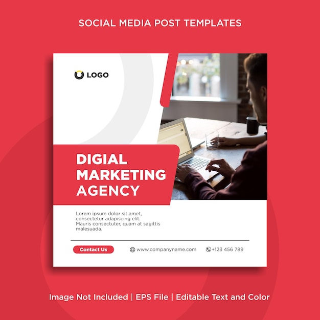 Digital marketing agency social media instagram post or banner template