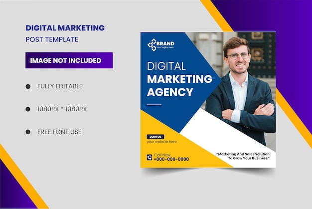 Digital marketing agency social media and instagram post template
