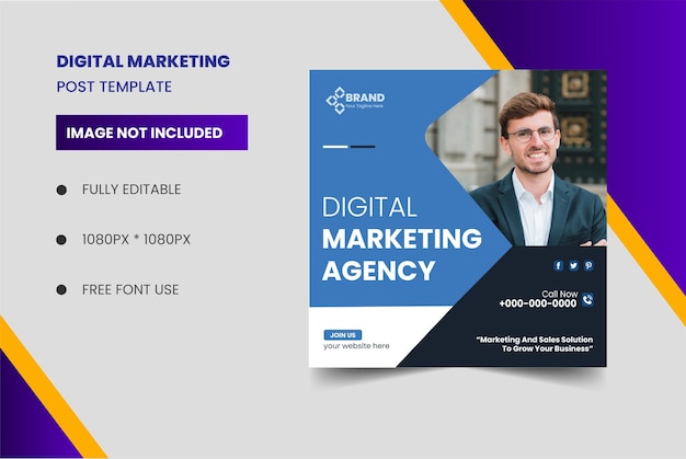 Digital marketing agency social media and instagram post template