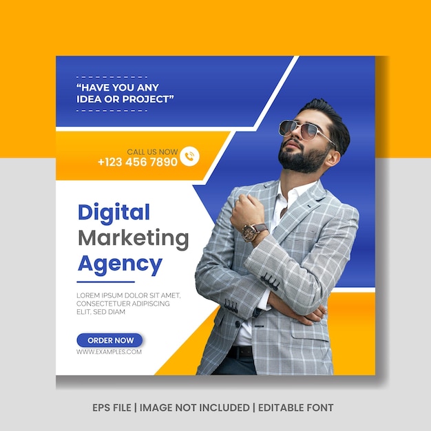 Digital Marketing Agency Social Media and Instagram Square Post Banner Template