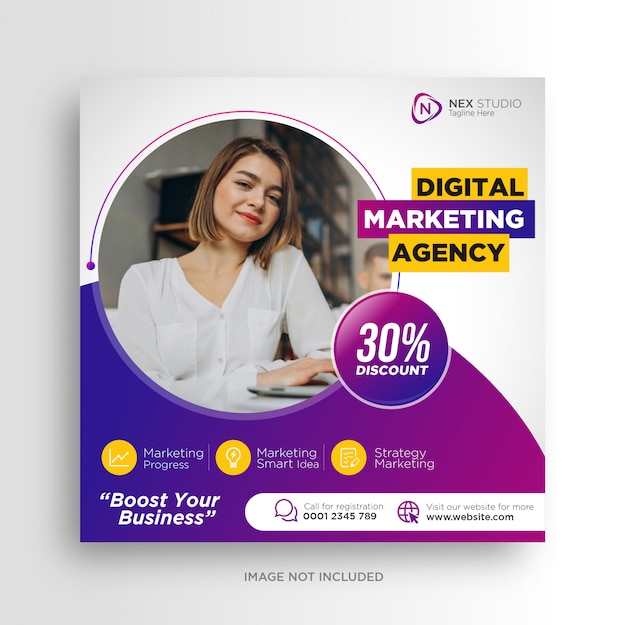 Vector digital marketing agency social media post banner ads