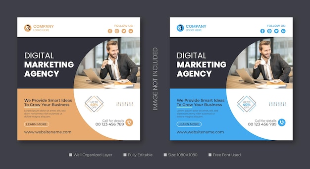 Vector digital marketing agency social media post and banner template