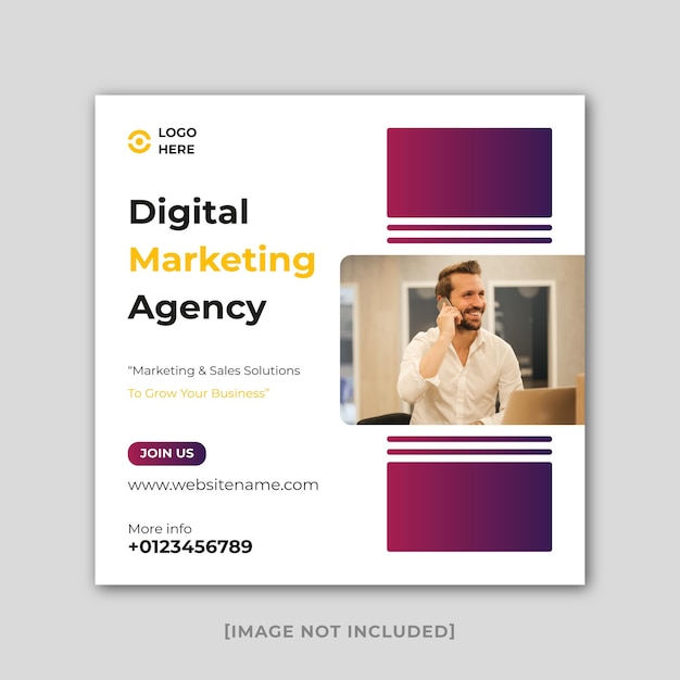 Digital marketing agency social media post design and corporate web banner template