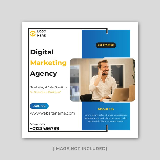 Digital marketing agency social media post design and corporate web banner template