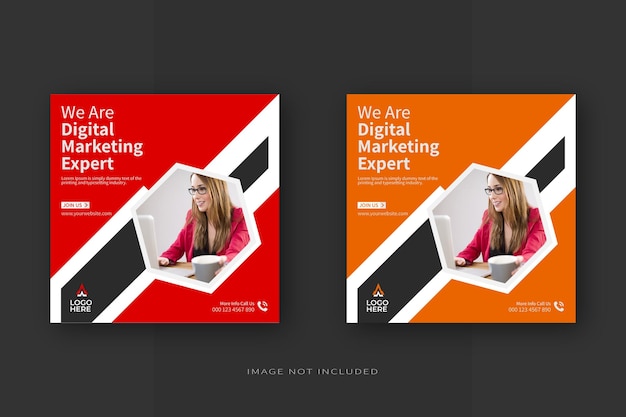 Digital marketing agency social media post design and web banner template or square flyer design tem