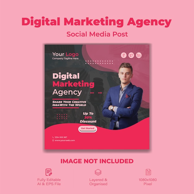 Digital marketing agency social media post-sjabloon eenvoudig bewerken