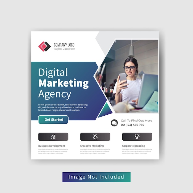 Digital marketing agency social media post sjabloonontwerp premium vector