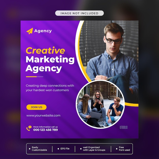 Digital marketing agency social media post square banner template