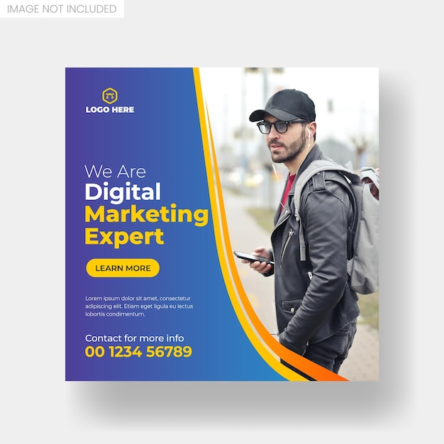 Digital marketing agency social media post or square banner template