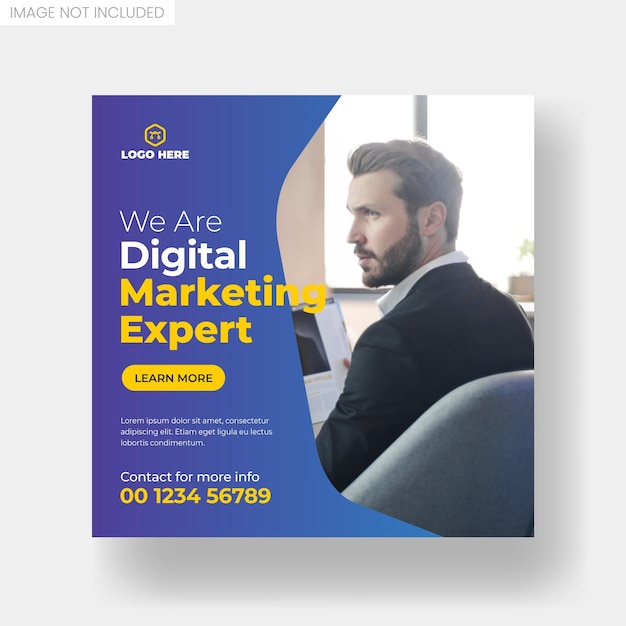 Digital marketing agency social media post or square banner template