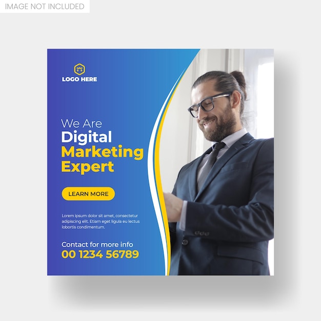 Digital marketing agency social media post or square banner template