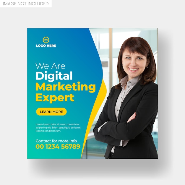 Digital marketing agency social media post or square banner template