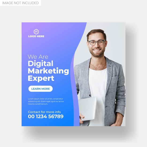 Digital marketing agency social media post or square banner template