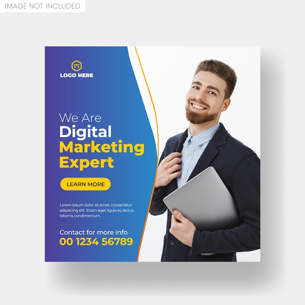 Digital marketing agency social media post or square banner template