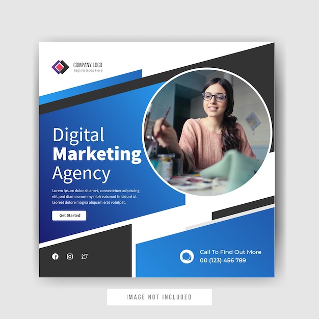 Digital marketing agency social media post template design premium vector