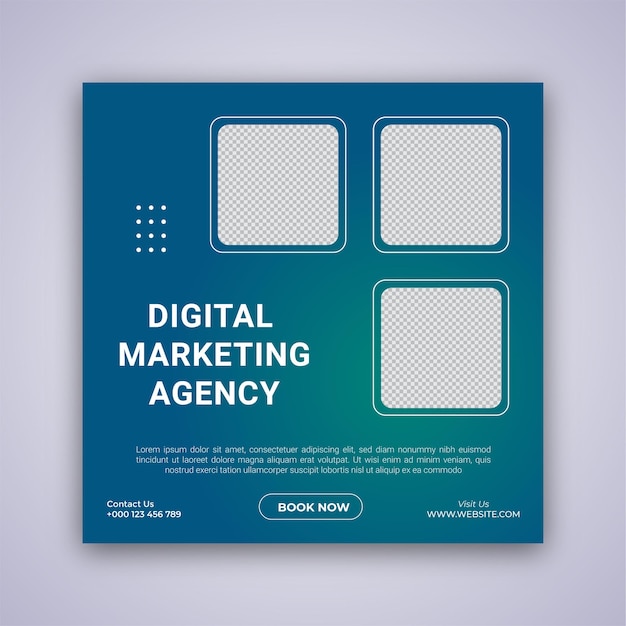 Digital Marketing Agency Social Media Post Template Design. Social media marketing agency Banner.