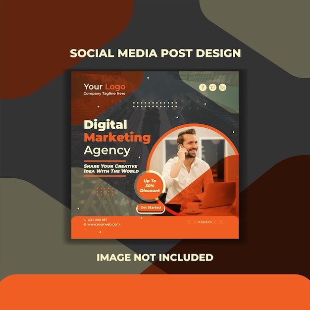 Vector digital marketing agency social media post template easy edit