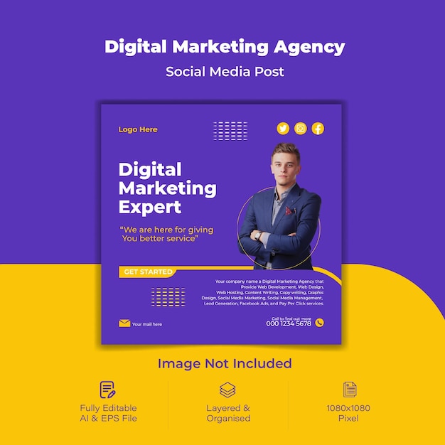 Digital marketing agency social media post template easy edit