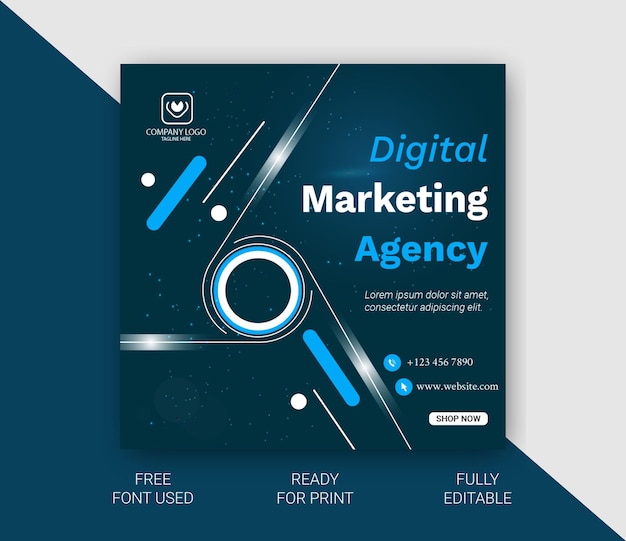 Vector digital marketing agency social media post