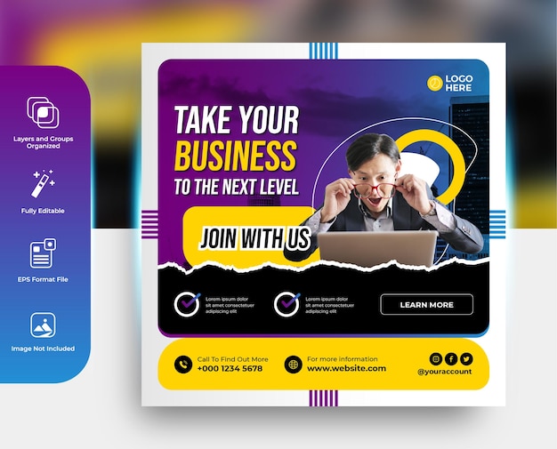 Digital marketing agency social media poster or banner post template design