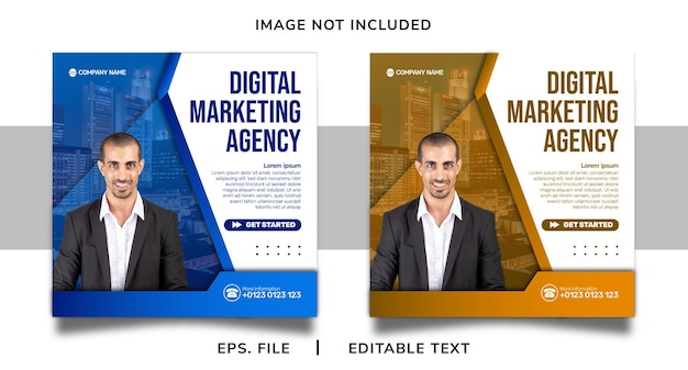 Digital marketing agency social media promotion and instagram banner post template design