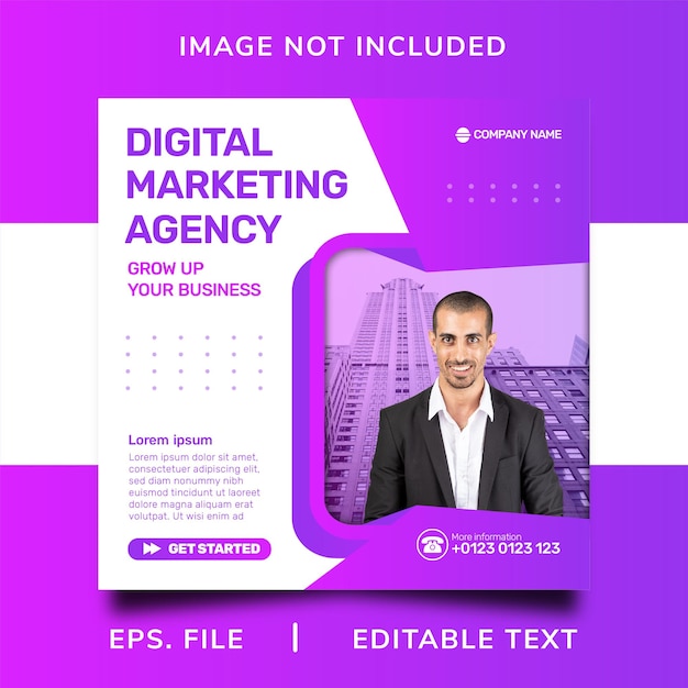 Digital marketing agency social media promotion and instagram banner post template design