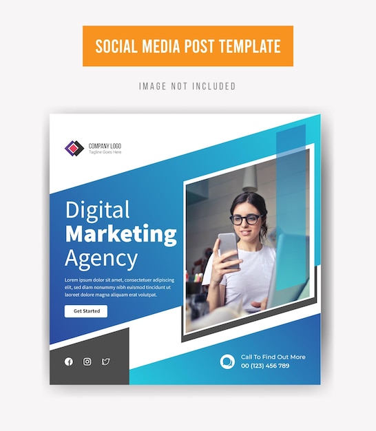 Promozione dei social media dell'agenzia di marketing digitale post template design premium vector