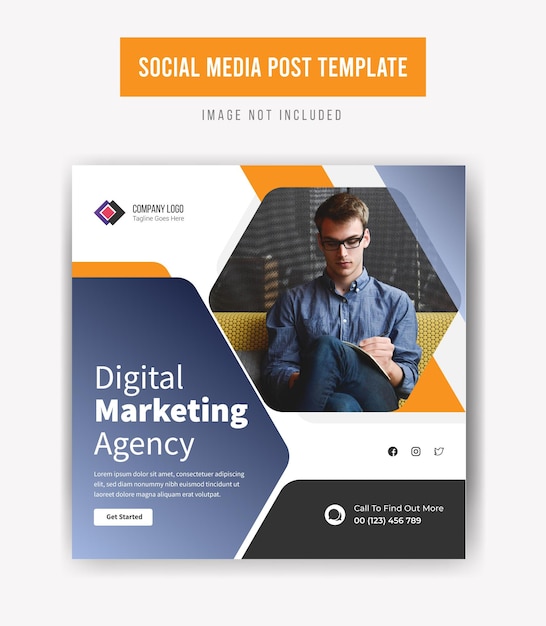 Promozione dei social media dell'agenzia di marketing digitale post template design premium vector