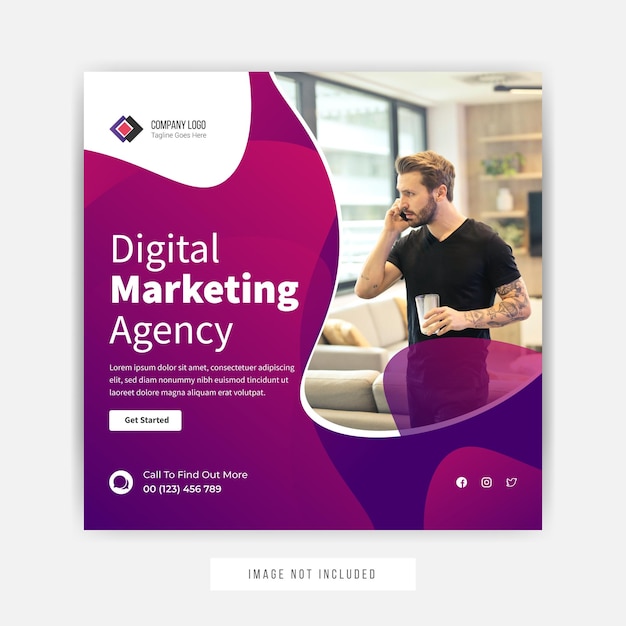 Vector digital marketing agency social media promotion post template design