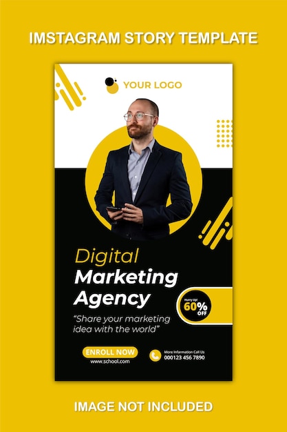 Vettore modello di storia sui social media dell'agenzia di marketing digitale vettore di banner promozionale della storia di instagram