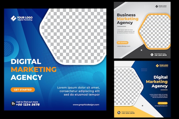 Digital marketing agency social media template free vector