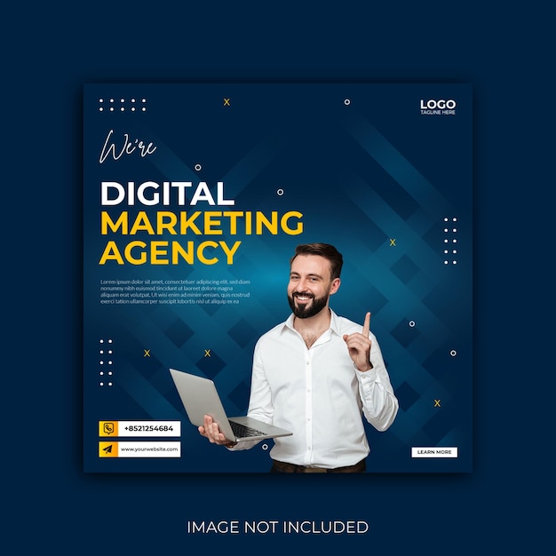 Digital marketing agency social media web banner design template Premium Vector