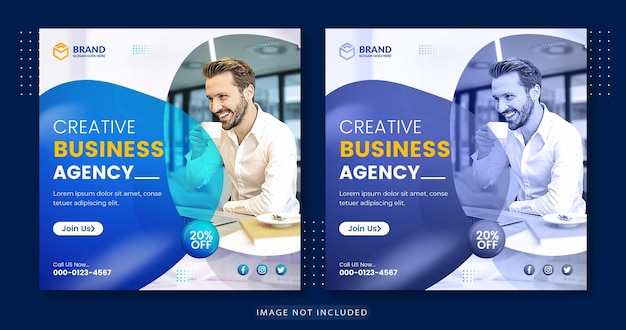 ビジネス用のデジタルマーケティングエージェンシーの正方形のinstagram投稿とソーシャルメディアバナーテンプレート