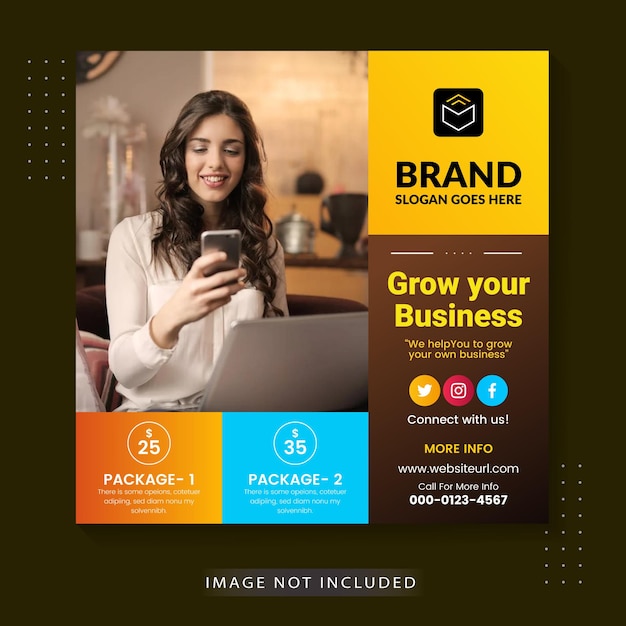 Vector digital marketing agency square instagram post and social media banner template for business