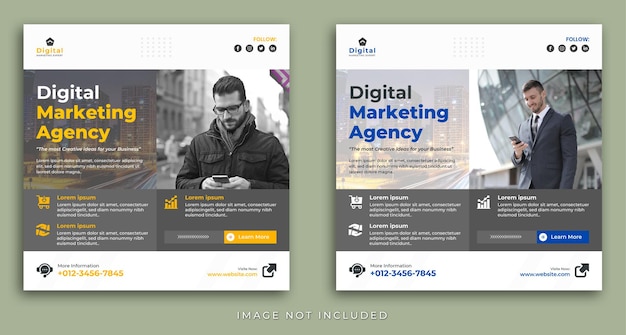 Digital marketing agency, Square social media banner template