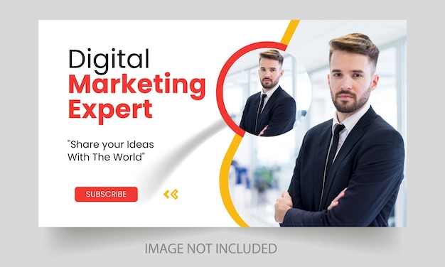 Digital marketing agency video thumbnail and web banner design Video cover photo fully editable for