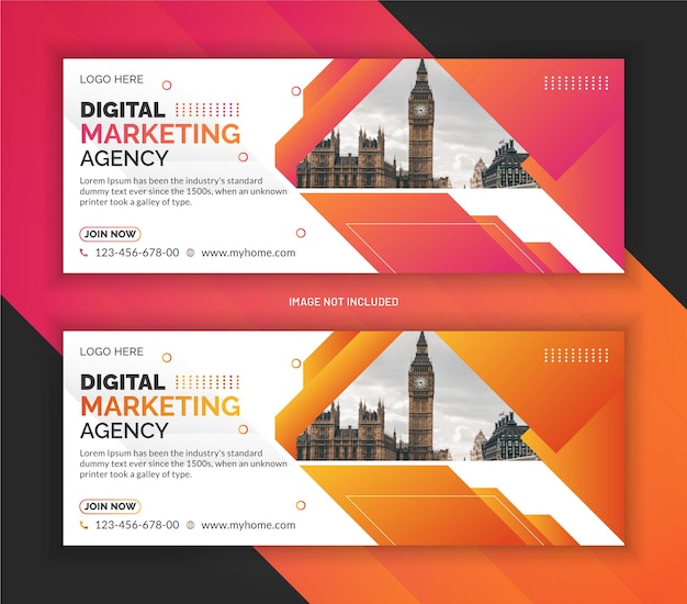Digital marketing agency web banner and facebook cover template