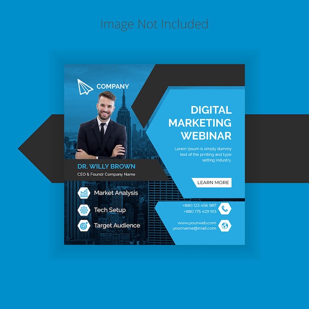 Webinar dell'agenzia di marketing digitale, progettazione di banner per social media per la promozione del business aziendale