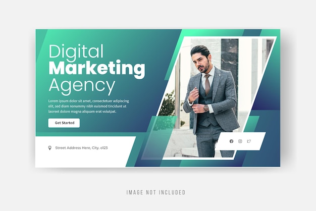 Digital marketing agency YouTube thumbnail design premium vector