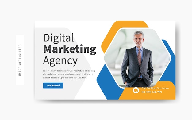 Digital marketing agency YouTube thumbnail template design premium vector