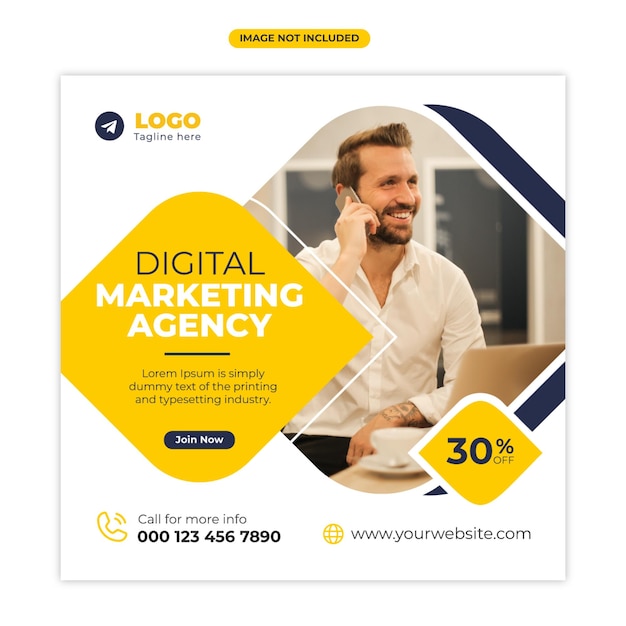Digital marketing agentschap en corporate social media post sjabloon