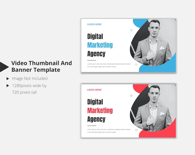 Vector digital marketing banner and video thumbnail