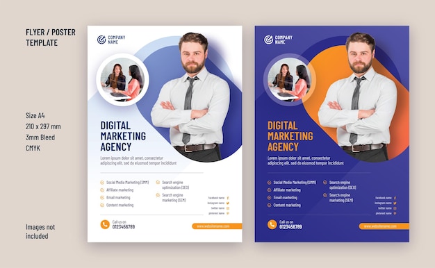 Digital marketing business agency flyer or poster template design