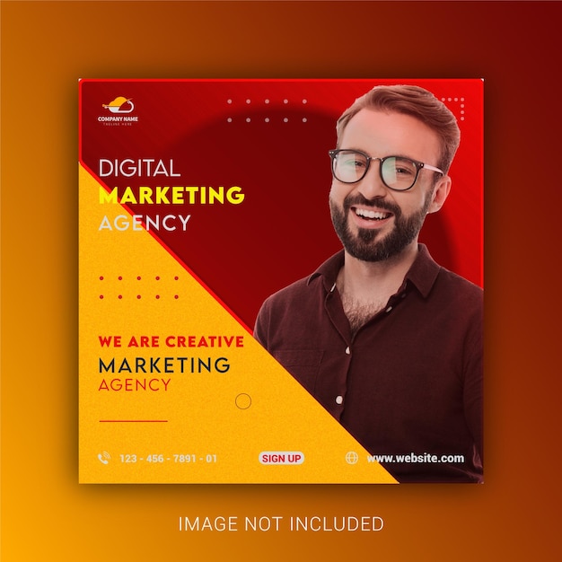 Digital marketing business and marketing agency corporate flyer square banner social media post