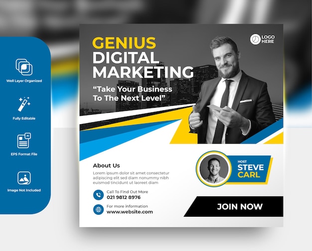 Vector digital marketing business poster promotion social media template