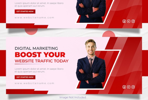 Vector digital marketing business social media web banner template