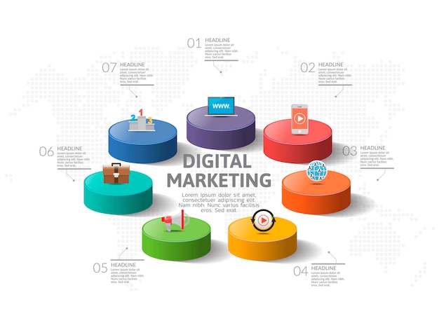 Vector digital marketing concept infographic chart with icons