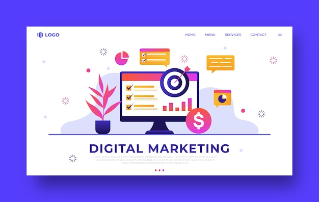 Digital marketing concept for landing page